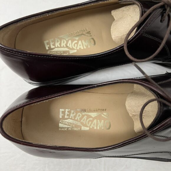 Salvatore Ferragamo Mens Wine Leather Oxford Dress Shoes Size 11 main image 5